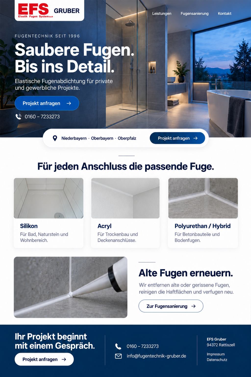 Erster Website-Bildentwurf für EFS Gruber: Klar & Direkt